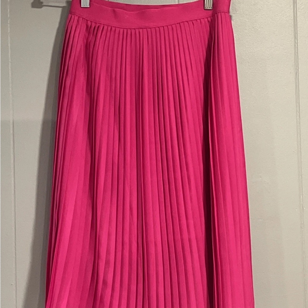 NWT A New Day XS Hot Pink Accordion Pleated Midi Skirt High Waist Flowy NEW $25